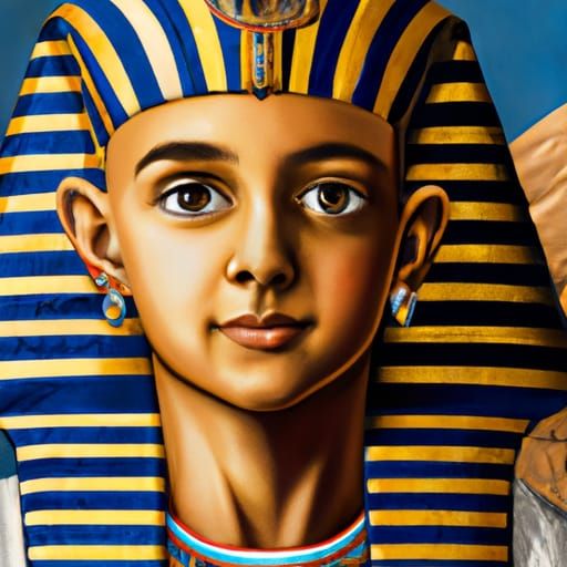 King Tutankhamun Portrait with Golden Headdress