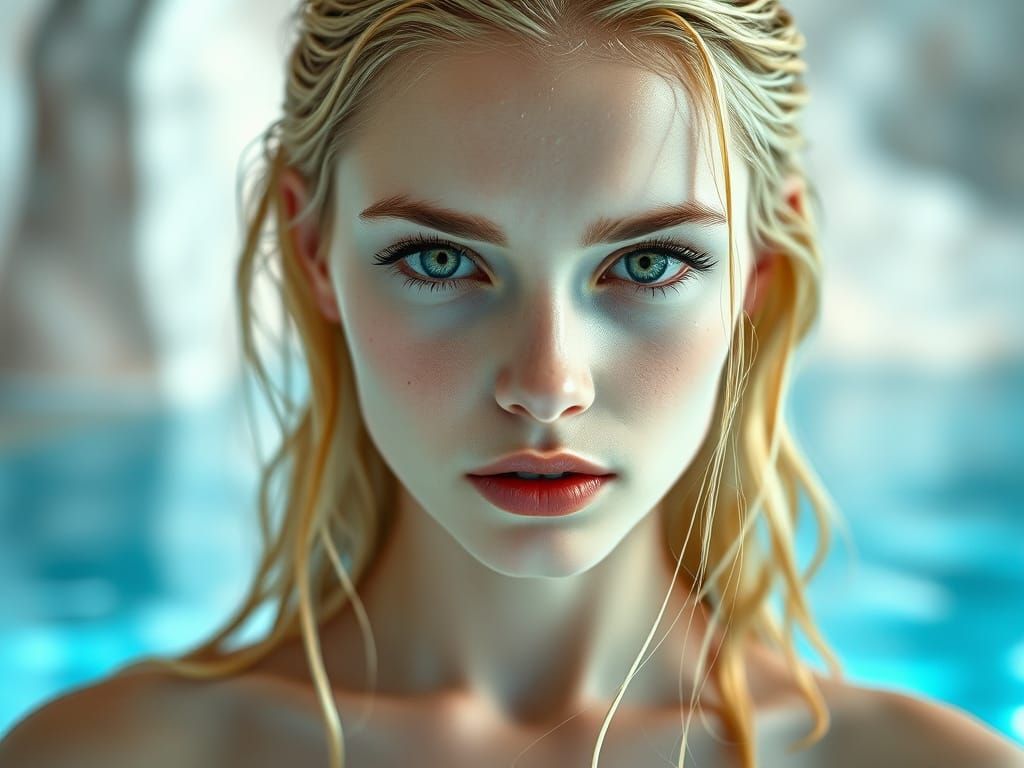 Ethereal Portrait of a Pale Young Woman in a Dreamy Atmosphe...