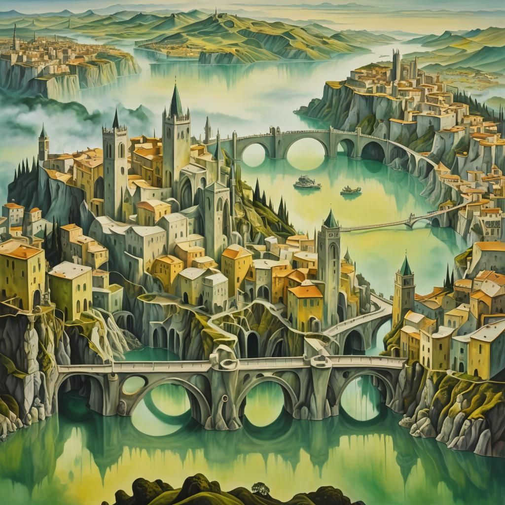 Surreal Medieval City of Marble and Fog