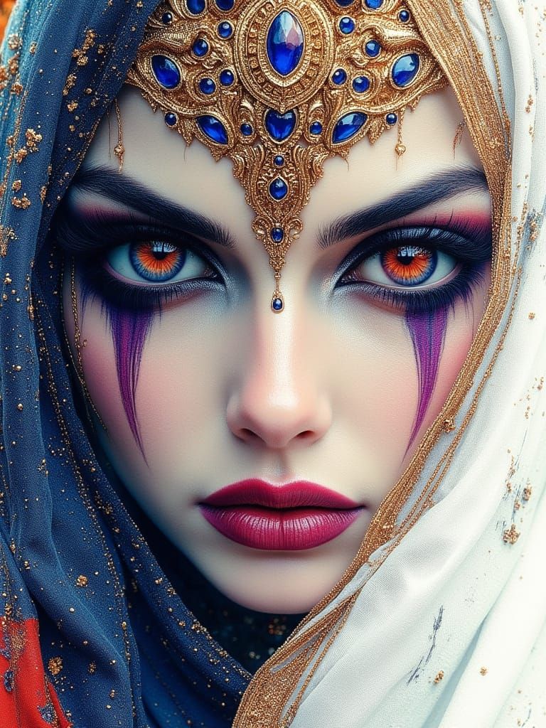 Alcohol Ink Cleopatra with Violet Eyes