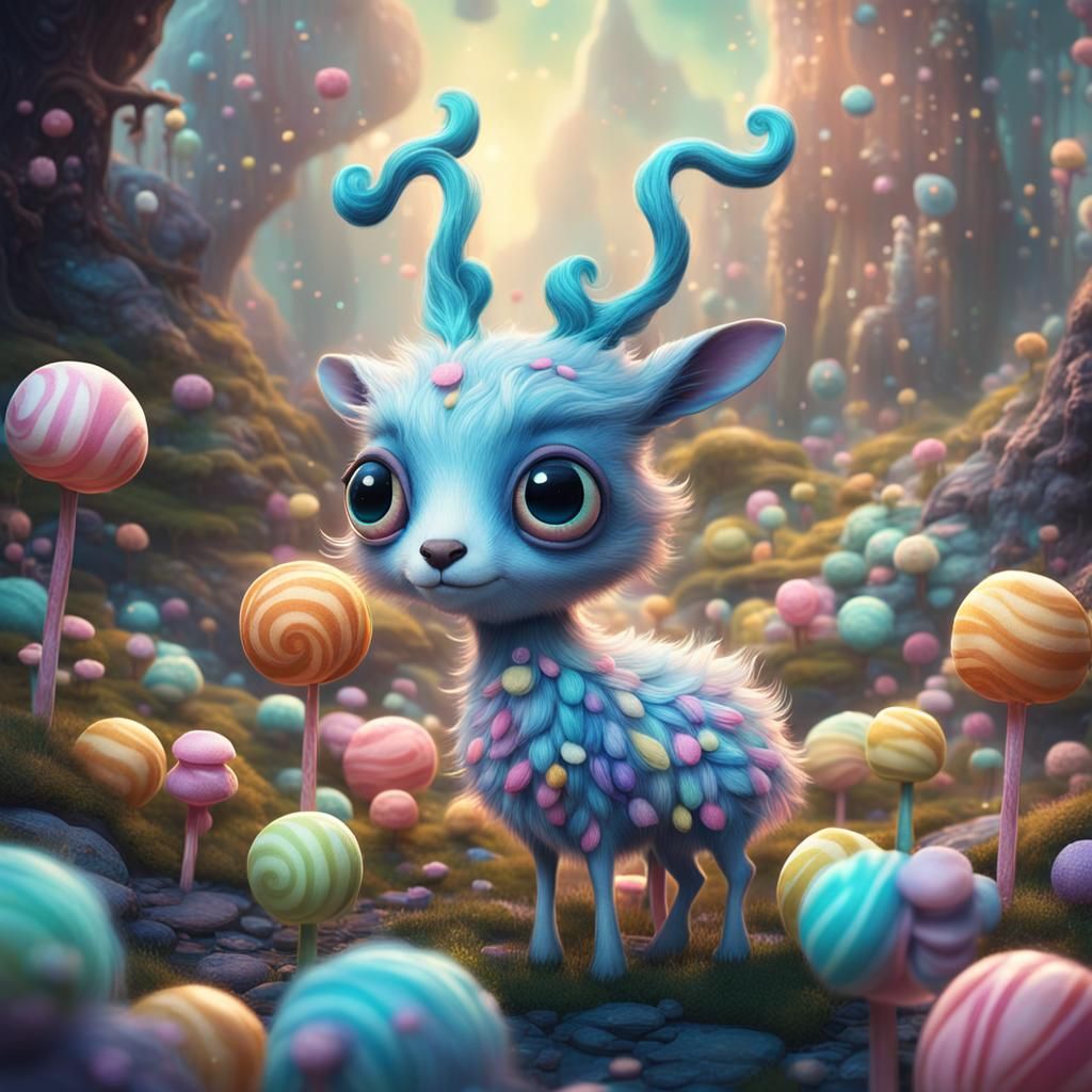 Candy Creature in Dreamlike Burtonesque Environment