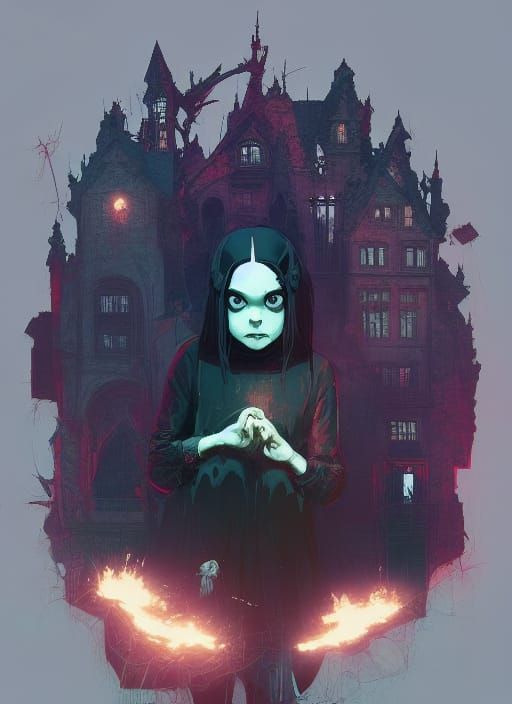 Wednesday Addams Horror Photoillustration