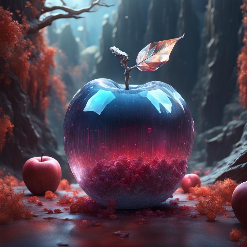 Crystal Apple Digital Art in Unreal Engine 5