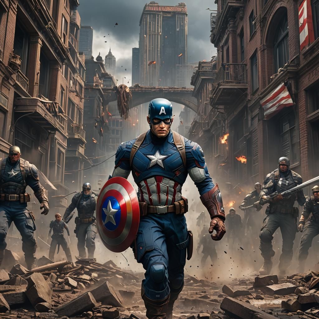 Detailed Matte Painting of Captain America