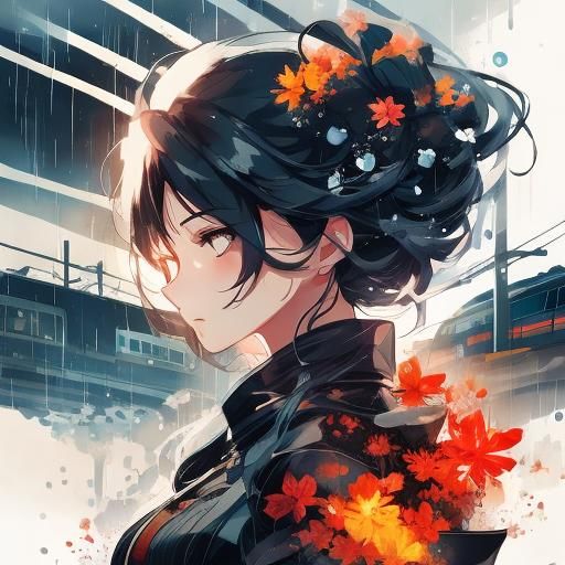 Double Exposure Portrait of Girl in Moving Train