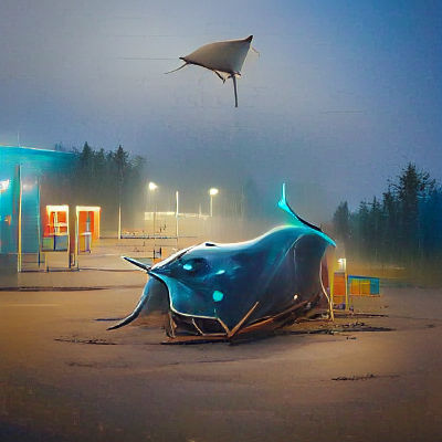 Cartoon Cat Soaring Through the Sky