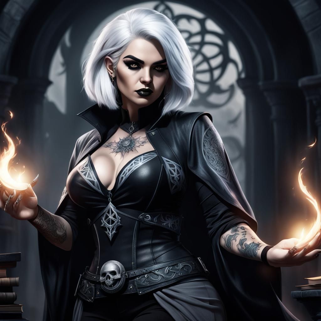 Shadow Sorceress Studying Black Magic