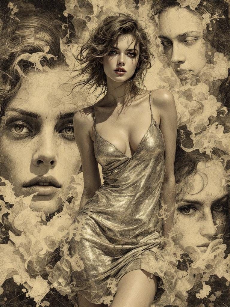 Swedish Pin-Up in Scrimshaw-Style Stippling