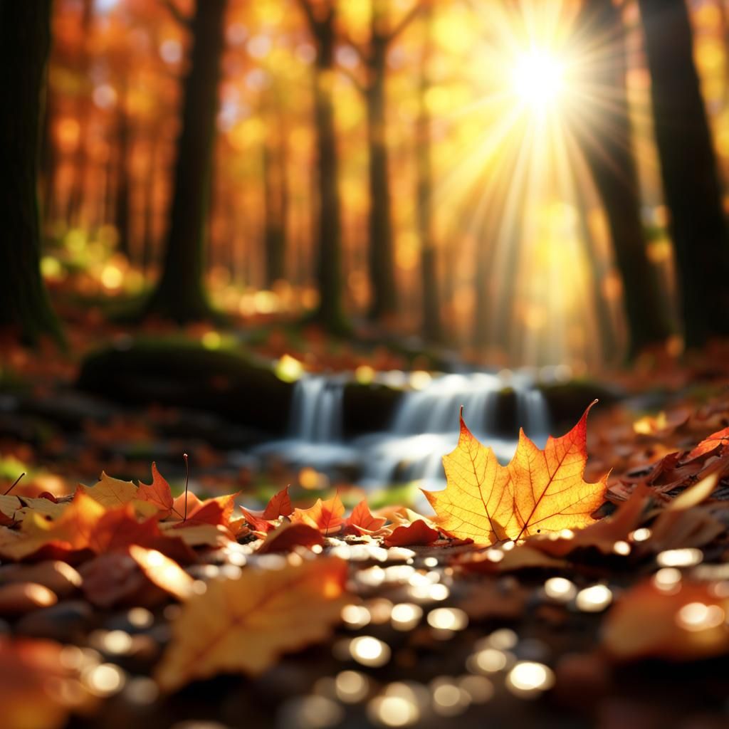 Enchanting Autumn Forest Scene in 3D Render