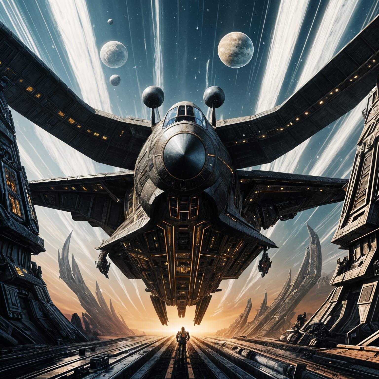 Majestic Klingon Bird of Prey Starship in Symmetrical Nebula...