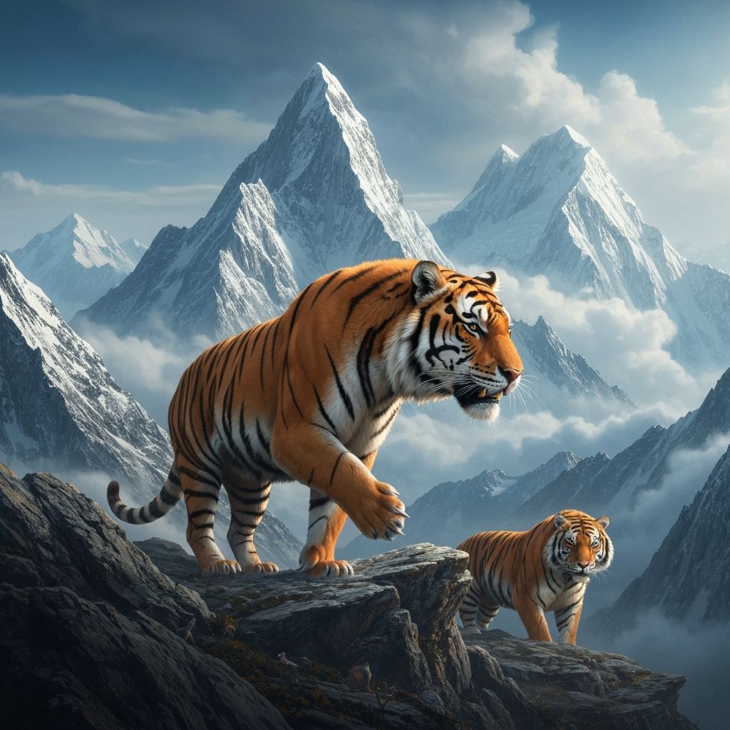 Tigers Roaming the Great Wall of China