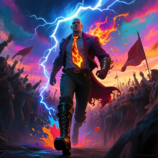 Jojo the Thunder with Lightning Boots, Flaming Tie