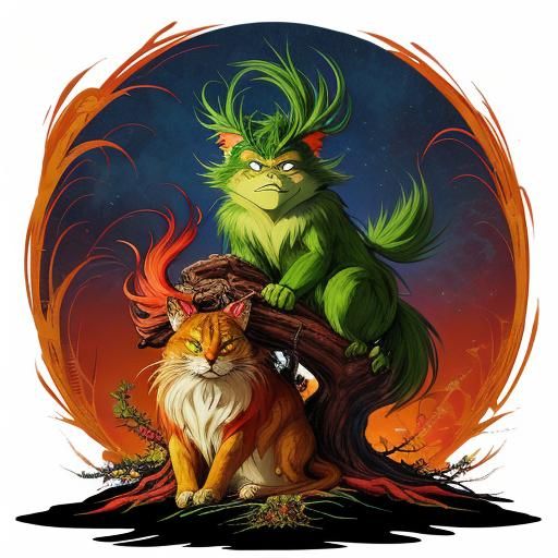 Grinch and Phoenix in Vibrant Anime Style