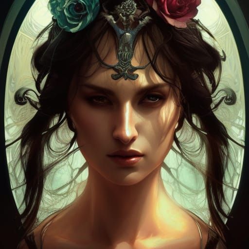 Death Goddess Portrait in Hyperdetailed Style