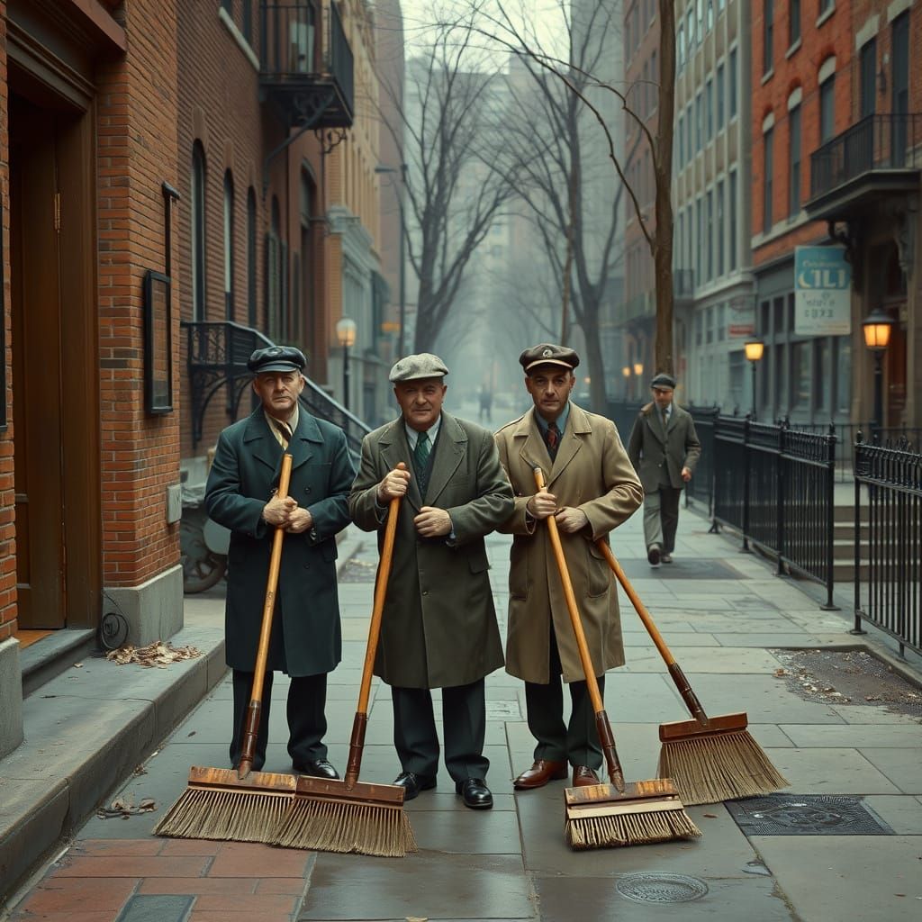Philadelphia Street Sweepers in Rockwell Style