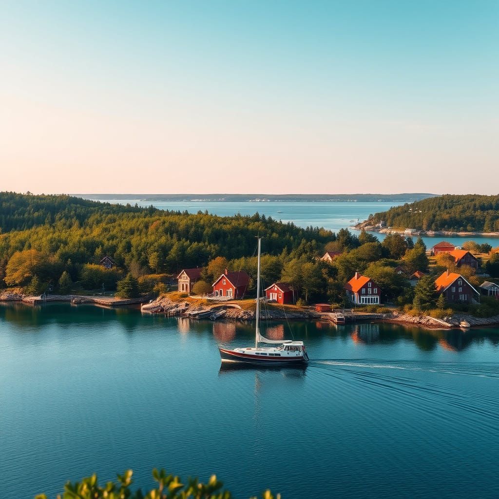 Surreal Landscape of Granite Islands in Stockholm Archipelag...