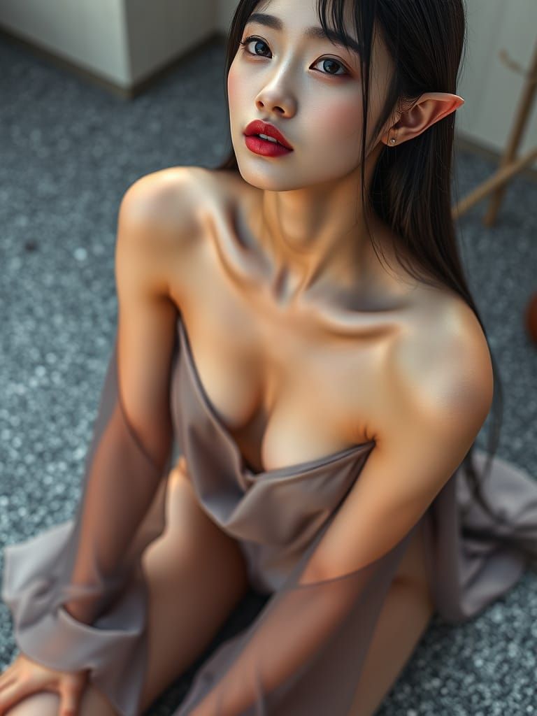 Elegant Elf Woman in Zen Garden