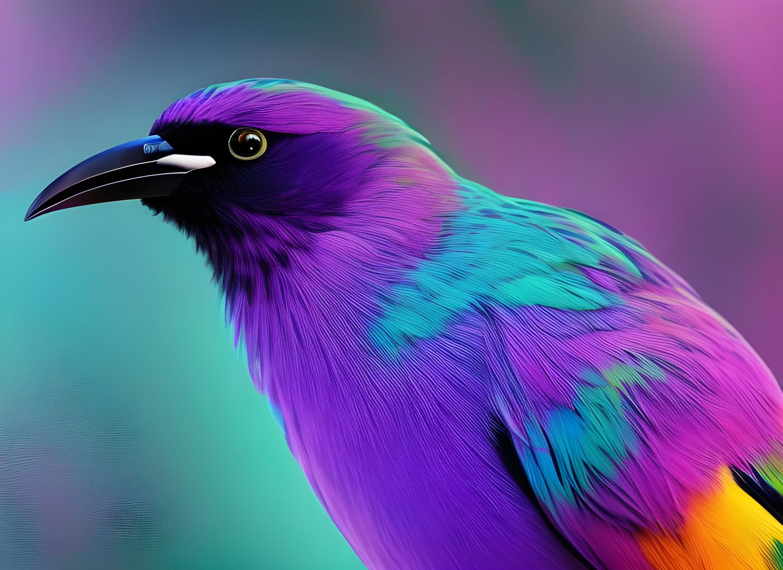 Violet Starling Portrait in Ink, Gouache Illustration