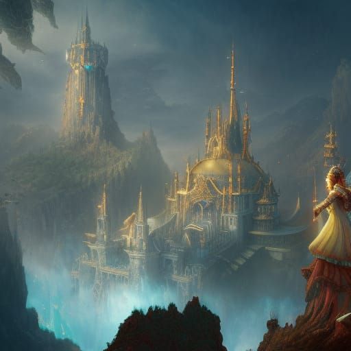 Fantastical Palaces with Kings in Detailed Matte Painting