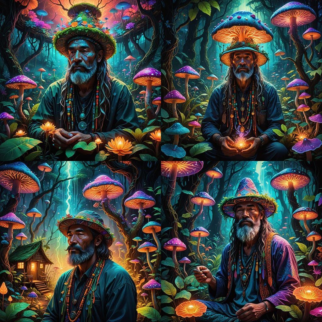 Mystical Shaman in Cosmic Jungle Realm