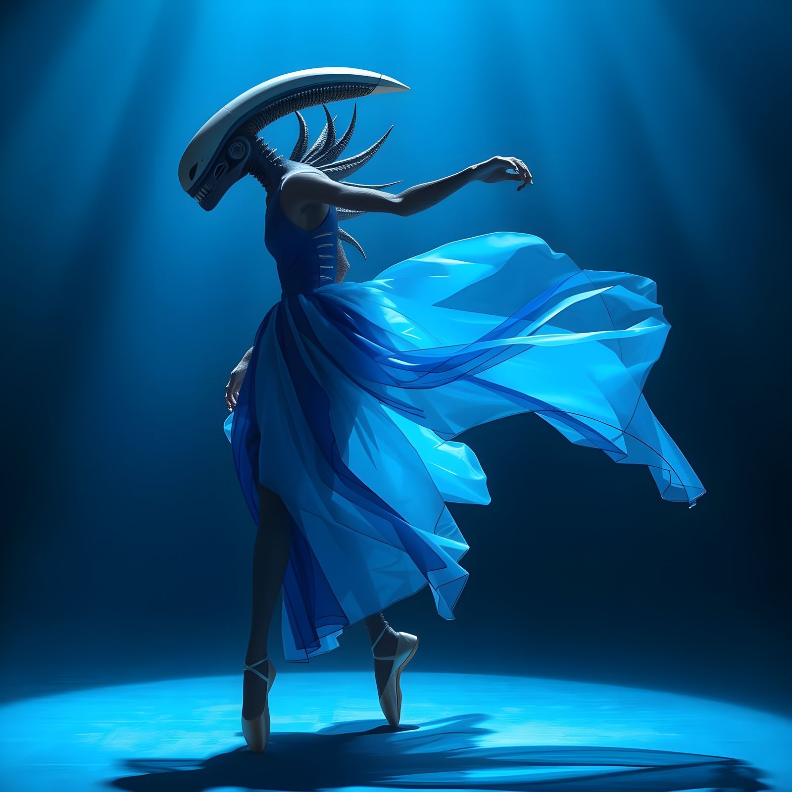 Xenomorph Hybrid Ballet in Sapphire Gown