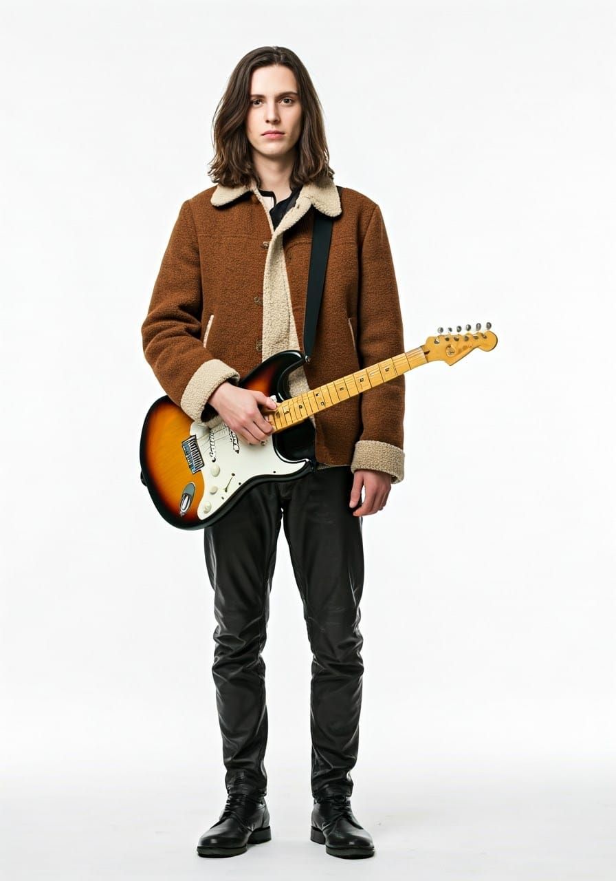 Young Rocker with Attitude in Minimalist Studio