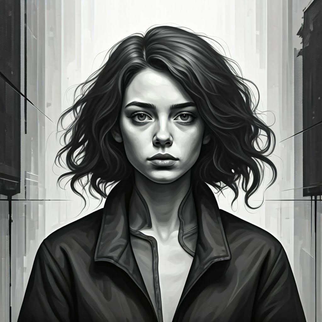 Contemplative Woman in B&W