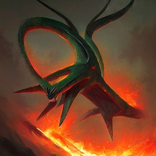 Rayquaza in Hell: A Dark Fantasy Depiction