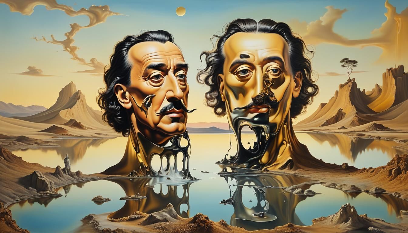 Surreal Melting Landscape Portrait in Oil on Canvas