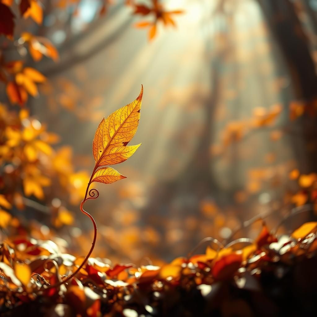 Autumnal Realm Through Leaf Frame, Fantasy Concept Art