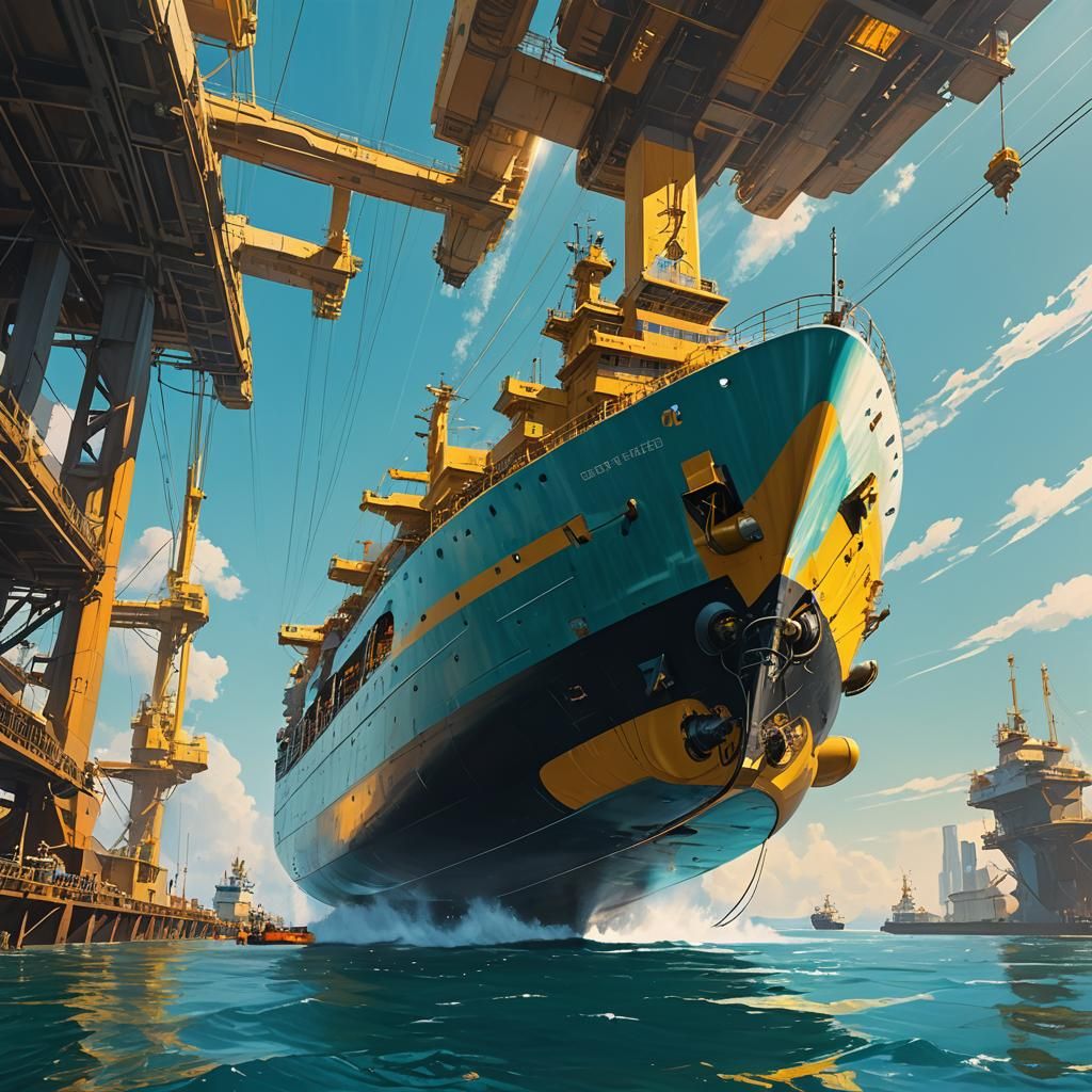 Massive Carrier Ship Above Turquoise Waters