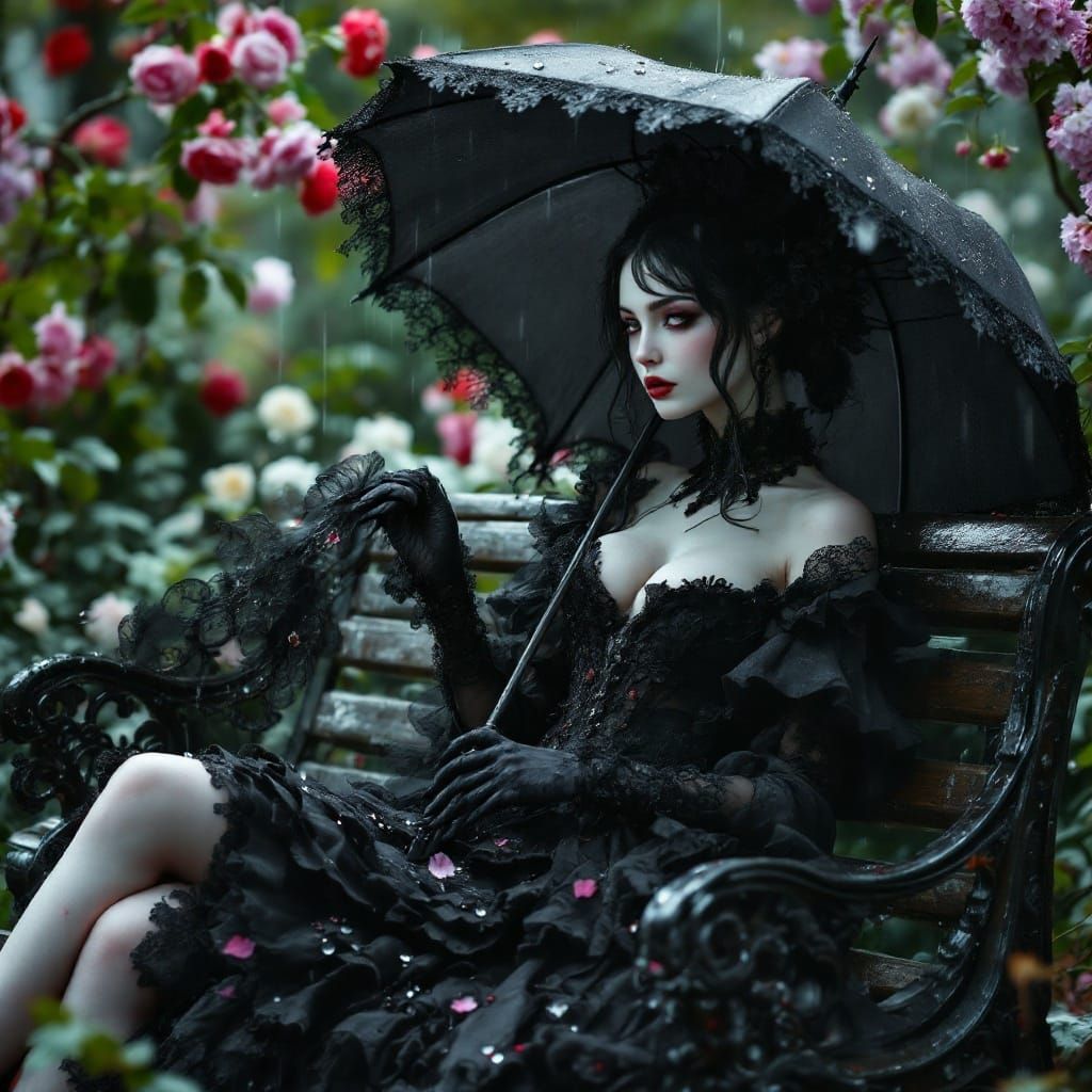 Mysterious Vampire in Victorian Rainstorm