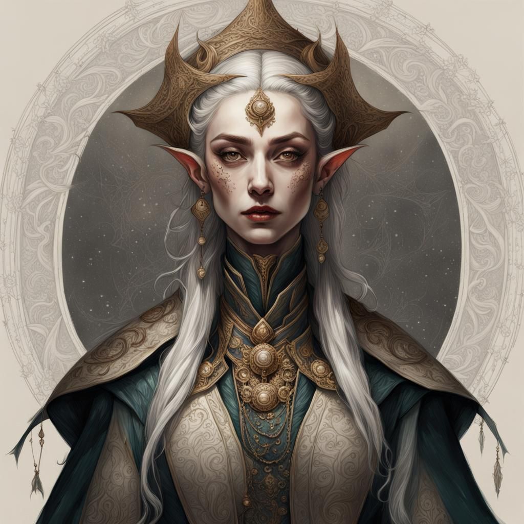 High Elf in Cyberpunk City, Digital Art