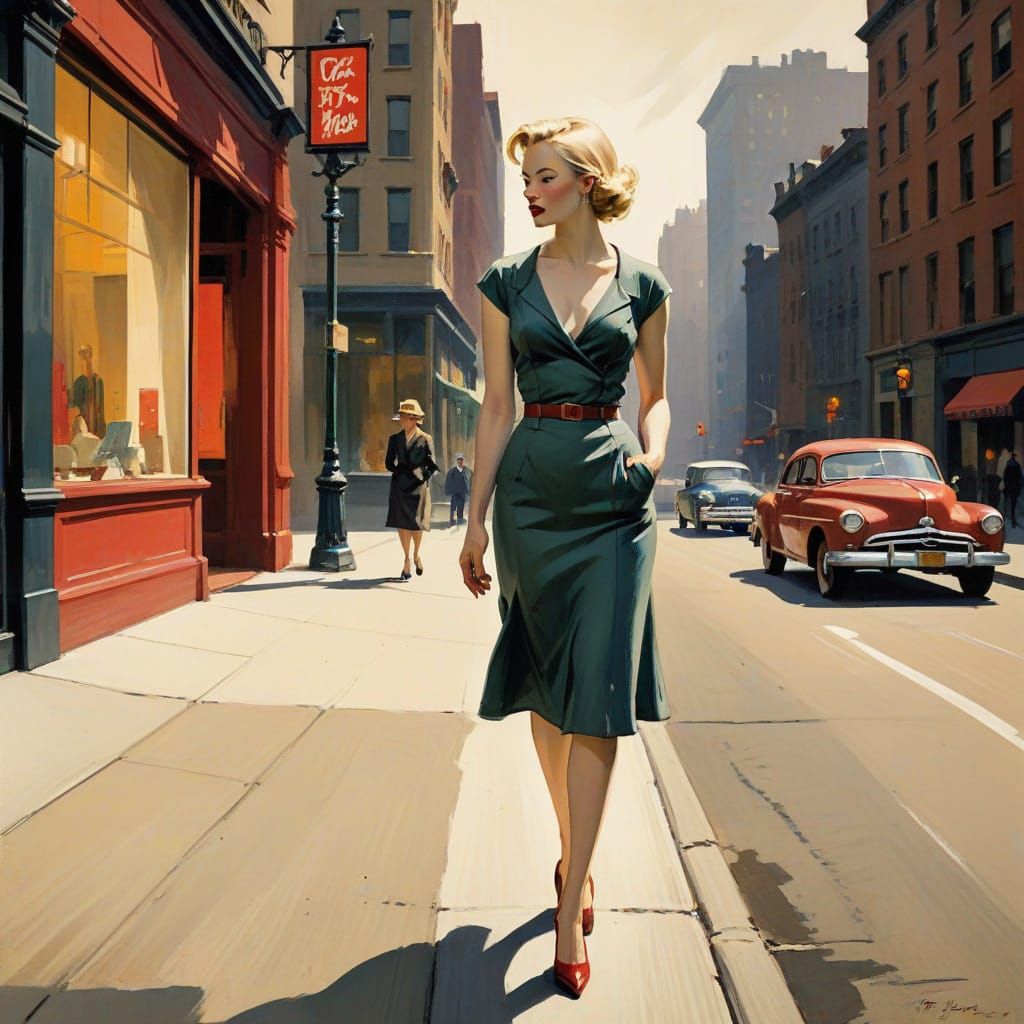 1950s Pin-Up in Quentin Blake/Hopper Style