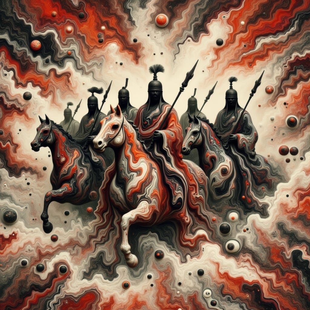 Terracotta Army in Traditional Chinese Illustration Style