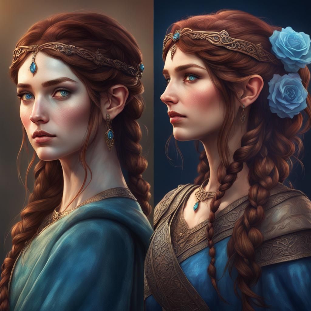Elvish Girl Portrait in Art Nouveau Style