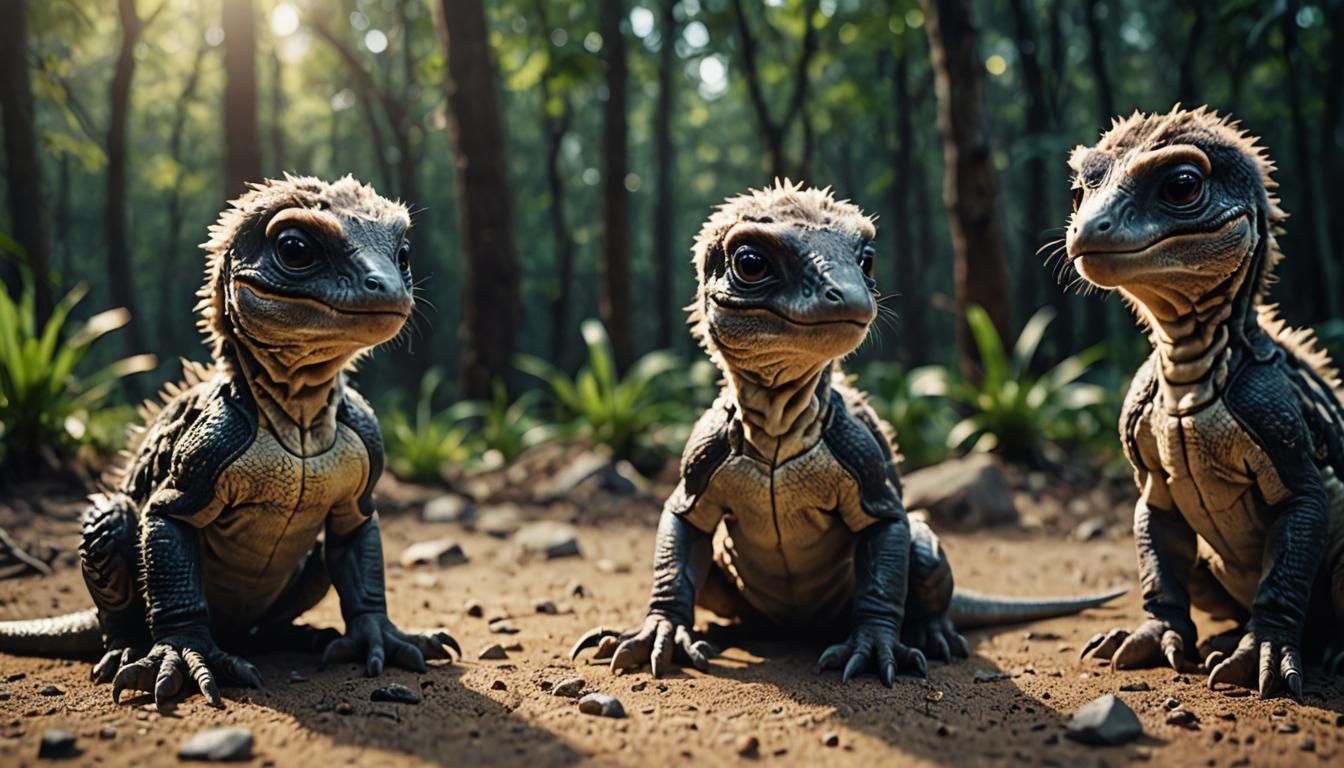 Cute Baby Animals in Cinematic Film Still