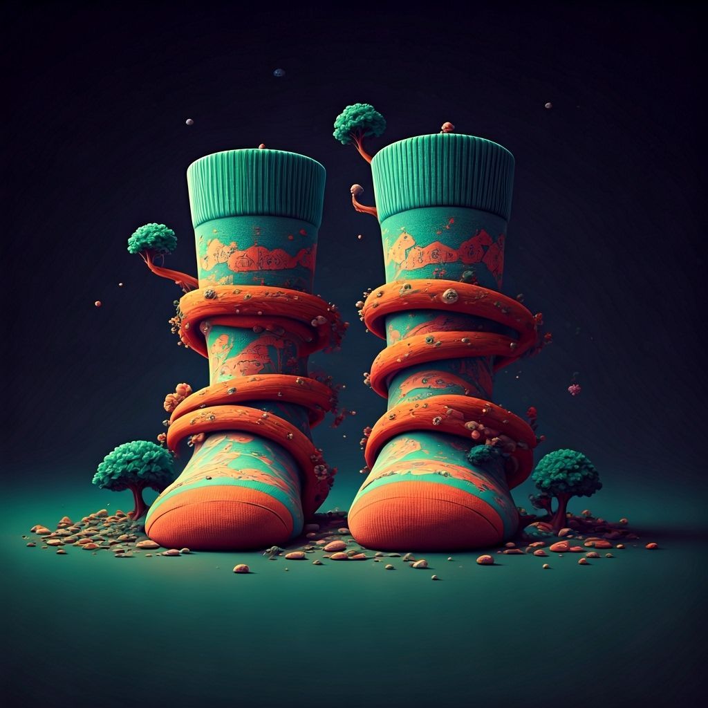 Whimsical Socks in Surreal Dreamscape, Digital Art