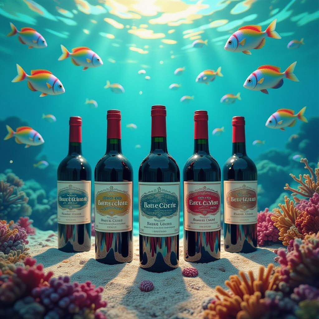 Wine Bottles from Shipwreck in Candyland Art Style