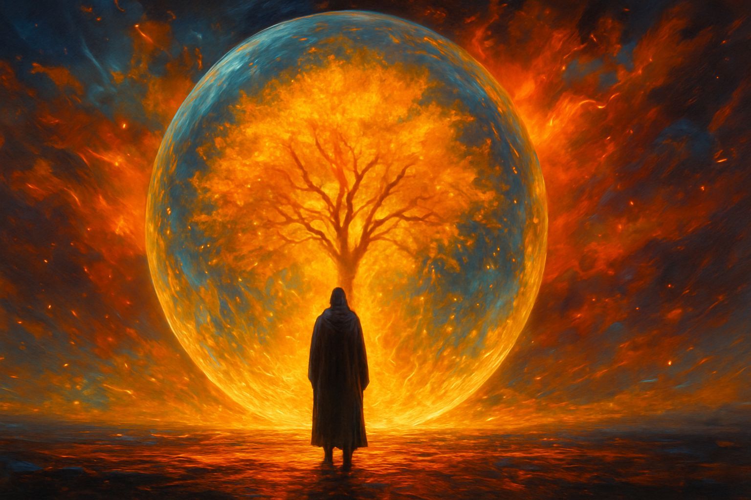 Magical Tree in Crystalline Sphere: Beksiński Style