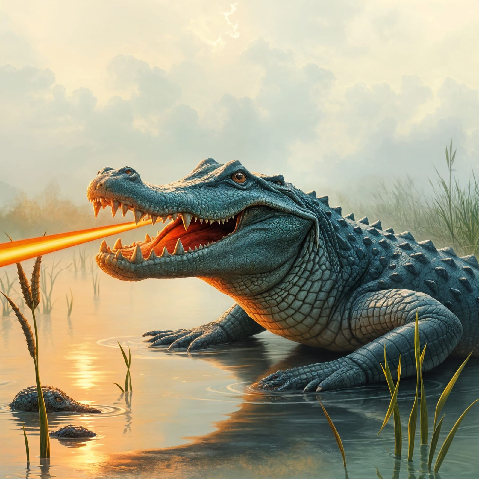 Dreamy Morning Marshlands Unleash Reptilian Fire and Fury