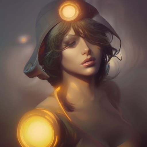 Woman with Gas Mask, Comic Book Art Style