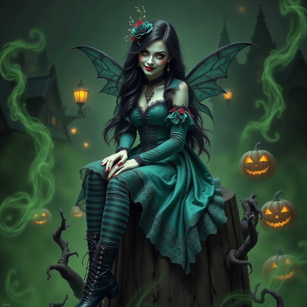 Victorian Vampire Fairy in Hyperrealistic Digital Art