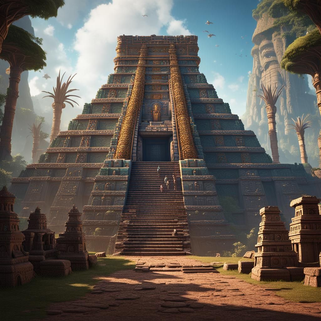 Ancient Aztec Temple: Detailed Matte Painting