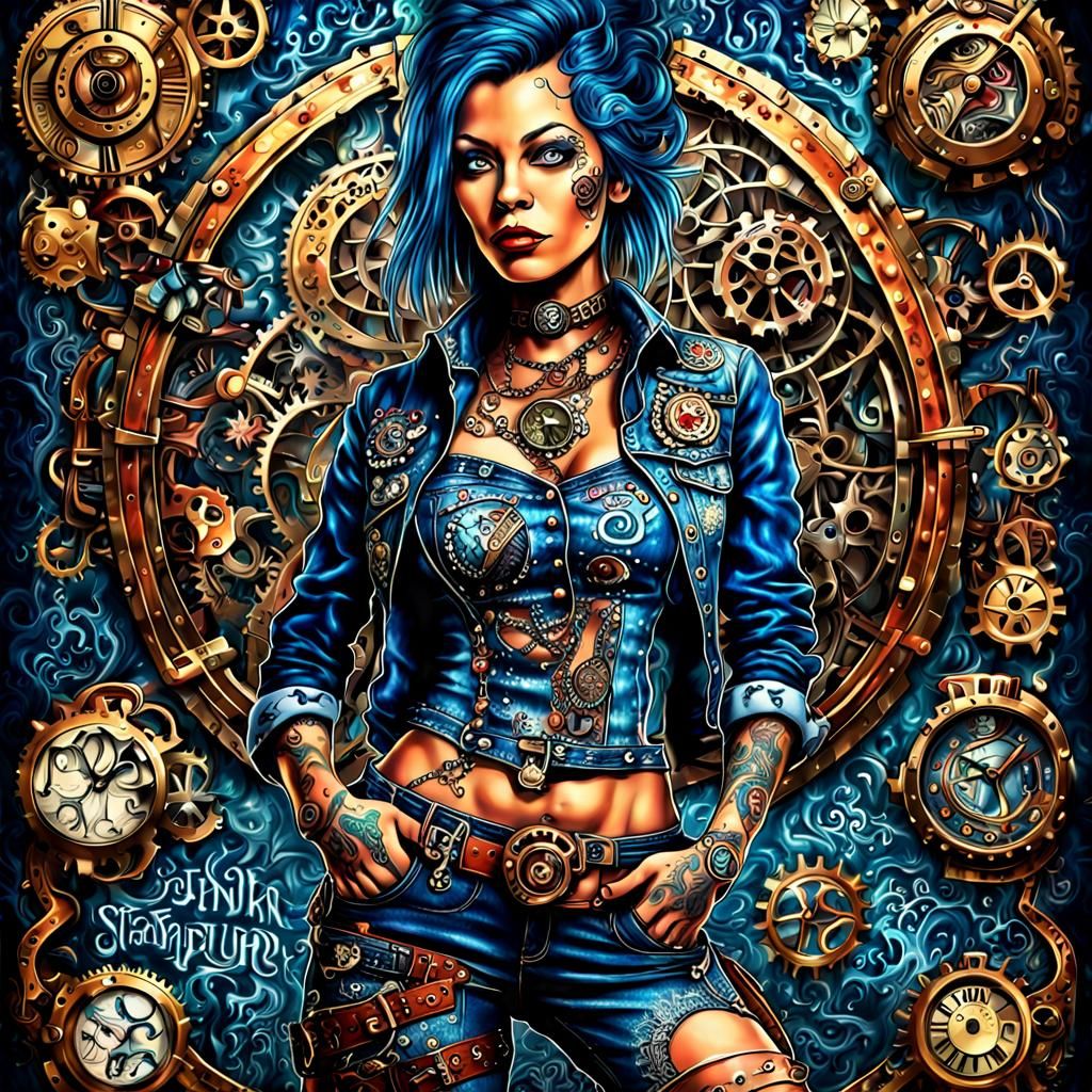 Steampunk Woman Portrait in Vixsin Style