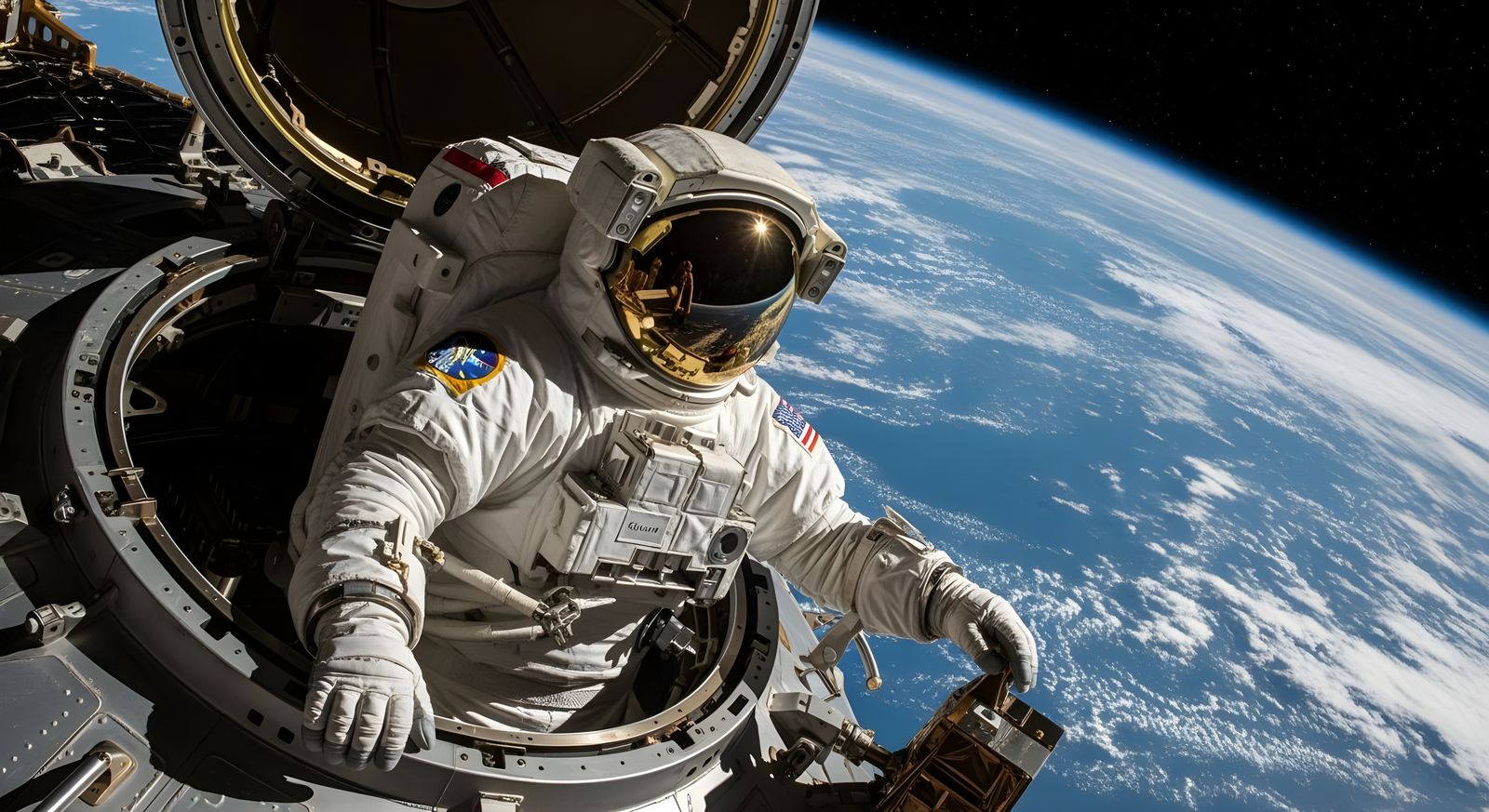 Gemini Astronaut Spacewalk in Earth Orbit - Photorealistic I...