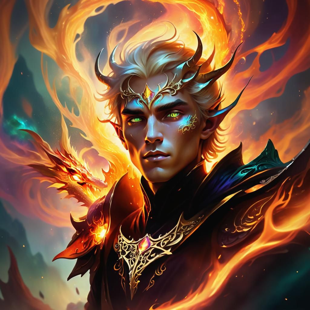 Elven Dragon Prince in Surreal Concept Art