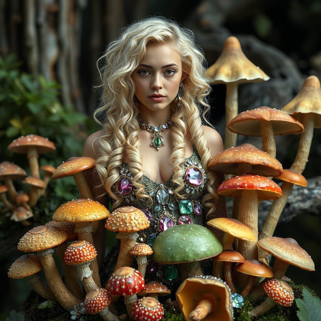 Ethereal Fungal Goddess in a Realm of Wonder