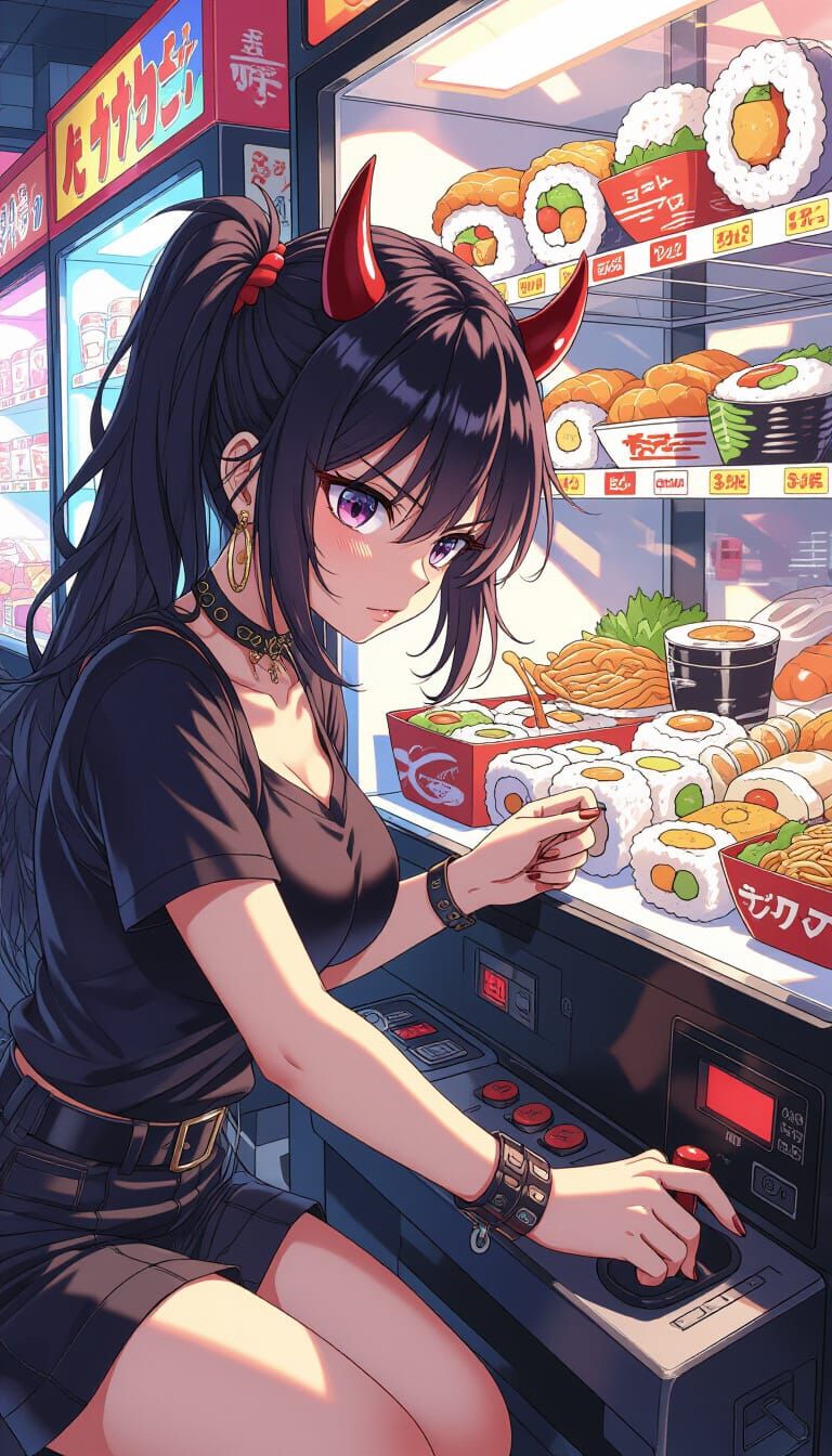 Anime Metalhead Plays Claw Machine for Food Prizes