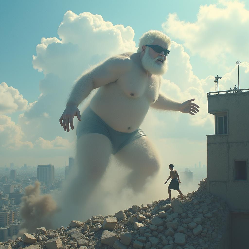 Giant Swimmer Grandma Smashing Building in Tokyo